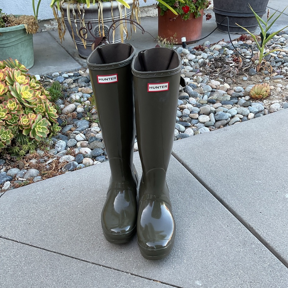 Hunter Olive Green Waterproof Boots